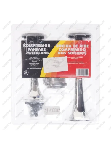 Сигнал звуковой 12V воздушный 2-х рожковый хром TORINO TORINO kh-0007