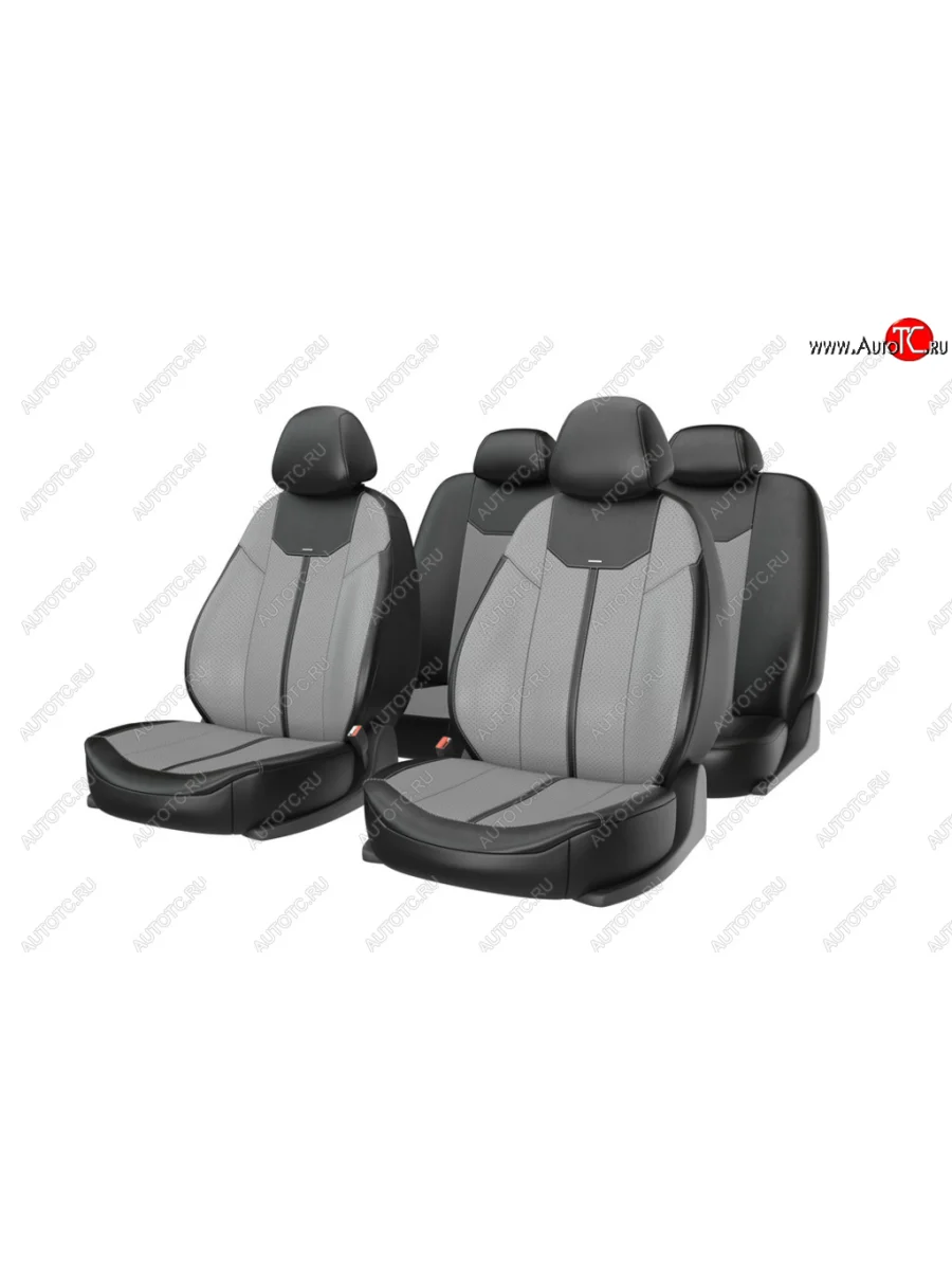 Авточехлы универсальные экокожа черно-серые (11 предм.) Mustang CARFASHION CARFASHION 10032  с доставкой в г. Керчь