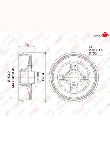 Барабан тормозной RENAULT Logan,Clio,Megane задний (1шт.) LYNX LYNX bm1003