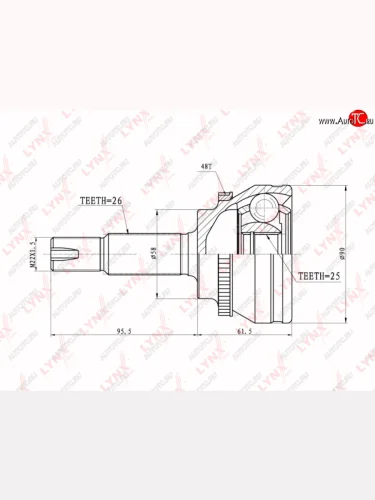 ШРУС наружный TOYOTA Corolla (E120) комплект LYNX LYNX co3647a