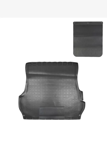 Коврик в багажное отделение с защитным фартуком (5 мест) Norplast Unidec (черный) Toyota Land Cruiser 200 дорестайлинг (2007-2012)