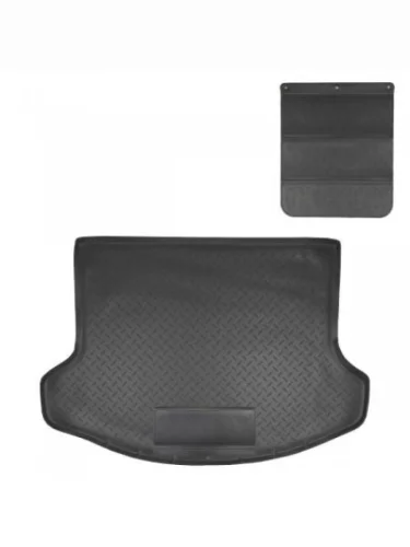 Коврик в багажное отделение с защитным фартуком Norplast Unidec (черный) KIA Sportage 3 SL дорестайлинг (2010-2014)
