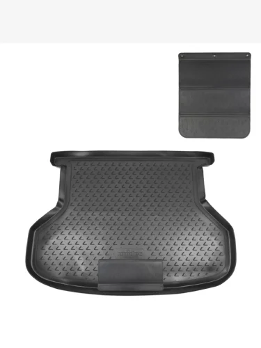 Коврик в багажное отделение с защитным фартуком Norplast Unidec (черный) Lexus RX350 XU30 дорестайлинг (2003-2006)