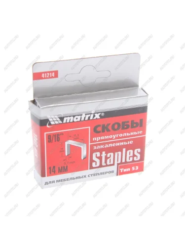 Скоба для степлера 14мм 1000шт. тип 53 закаленная MATRIX MATRIX 41214