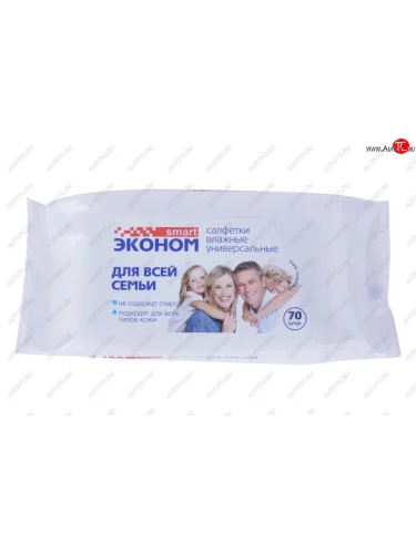 Салфетка влажная универсальная 18х15см в мягкой упаковке 70шт. ЭКОНОМ АВАНГАРД 30024