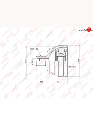 ШРУС наружный VW T4 (90-03) без АБС комплект LYNX LYNX co8024