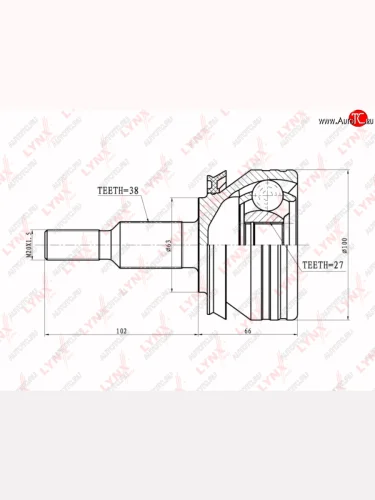 ШРУС наружный VW T5 (03-) (1.9 TDI-2.5 TDI) комплект LYNX LYNX co8027