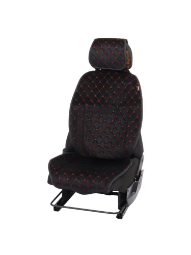 Накидка на сиденье алькантара стеганая черно-красная (2 предм.) (1шт.) Alcantara Luxe PREMIER PREMIER al12