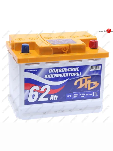 Аккумулятор ПОДОЛЬСК 62Ач обратная полярность ПОДОЛЬСК 6ст62(0)