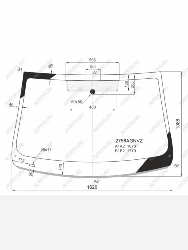 Стекло лобовое (молдинг) FUYAO (зеленое) CITROEN Jumpy (2016-2022)