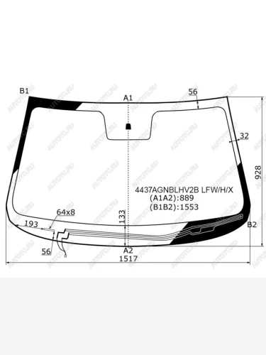 Стекло лобовое (Обогрев щеток) Kia Sorento 09-21 XYG 4437AGNBLHV2B LFW/H/X