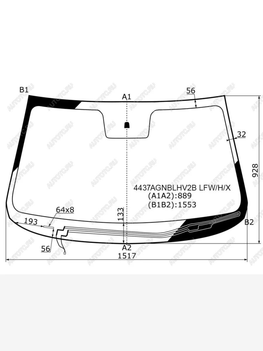 Стекло лобовое (Обогрев щеток) Kia Sorento 09-21 XYG 4437AGNBLHV2B LFW/H/X  в Воронеже Воронежской области