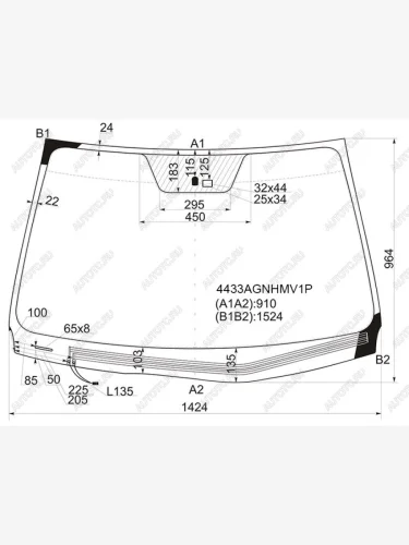 Стекло лобовое (обогрев щеток, датчик дождя) FUYAO (зеленое) KIA ProCeed  1 ED хэтчбэк 3 дв. (2006-2012) дорестайлинг, рестайлинг