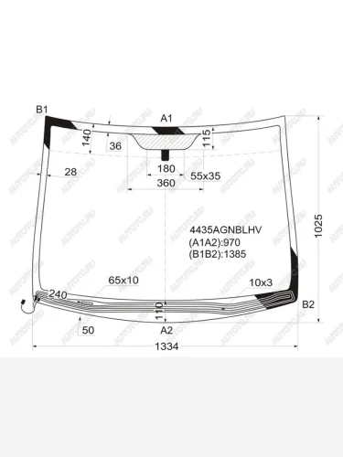 Стекло лобовое (обогрев щеток) FUYAO (зеленое) KIA Venga дорестайлинг (2009-2015)