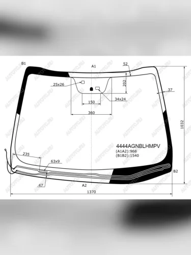 Стекло лобовое (обогрев щеток, датчик дождя, датчик запотевания) FUYAO (зеленое) KIA Ceed 2 JD дорестайлинг универсал (2012-2016)