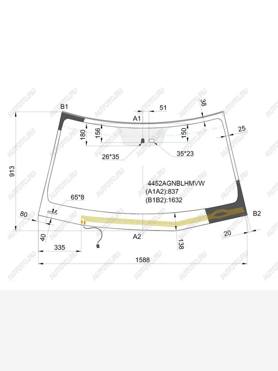 Стекло лобовое (обогрев щеток, датчик дождя, молдинг) FUYAO KIA Mohave HM рестайлинг (2017-2020) (зеленое)  в Керчи Республика Крым