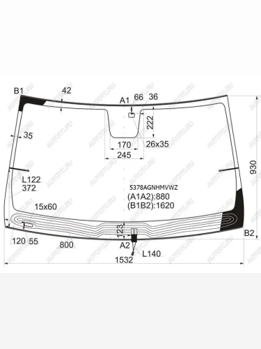 Стекло лобовое (обогрев щеток, датчик дождя, молдинг) FUYAO (зеленое) Mercedes-Benz GL class  X166 (2012-2016) дорестайлинг