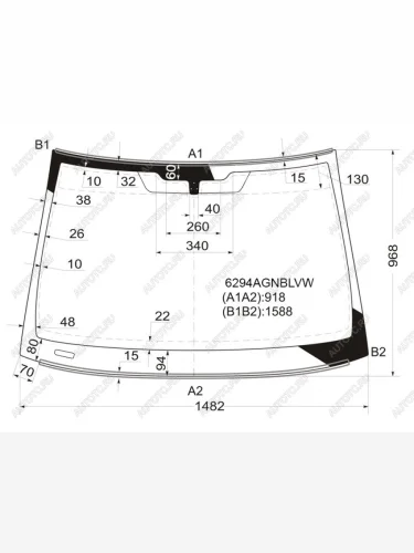 Стекло лобовое (молдинг) FUYAO (зеленое) Opel Vectra C седан рестайлинг (2005-2008)