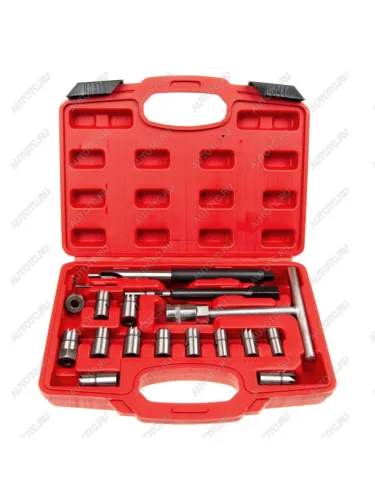 Набор приспособлений для чистки посадочных мест дизельных форсунок 17 предметов в кейсе ЭВРИКА ЭВРИКА er-86710