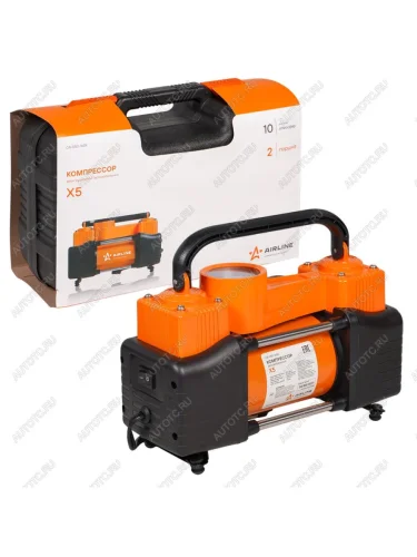 Компрессор автомобильный 50л/мин. 10атм. 12V двухпоршневой (кейс) AIRLINE AIRLINE ca05016sk AIRLINE ca05016sk