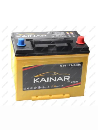 Аккумулятор KAINAR Asia 75Ач обратная полярность KAINAR 6ст75(0) 85d26l