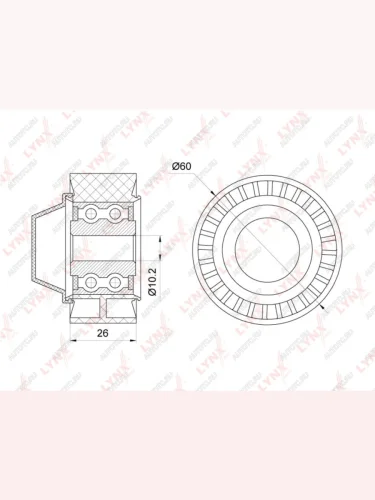 Ролик приводного ремня PEUGEOT 206,208,Partner CITROEN Berlingo обводной LYNX LYNX pb7119