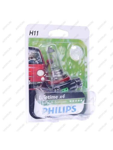 Лампа 12V H11 55W PGJ19-2 блистер (1шт.) Long Life Eco Vision PHILIPS PHILIPS 12362llecob1