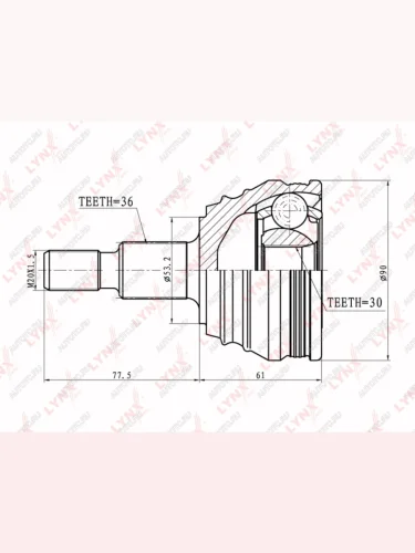 ШРУС наружный VW Passat (91-93) AUDI TT (98-06) комплект LYNX LYNX co8002