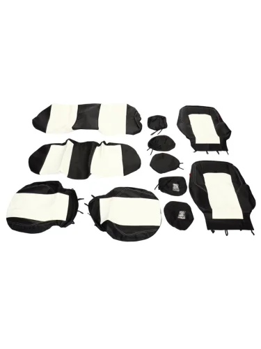 Авточехлы универсальные экокожа черно-белый (11 предм.) Ranger Leather CARFASHION CARFASHION 11201