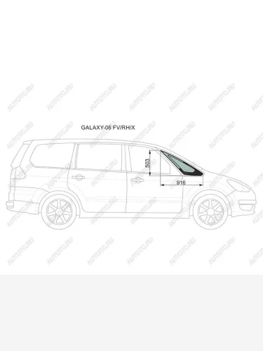 Стекло форточки (Спереди Справа Цвет зеленый) Ford Galaxy 06-15 XYG GALAXY-06 FV/RH/X