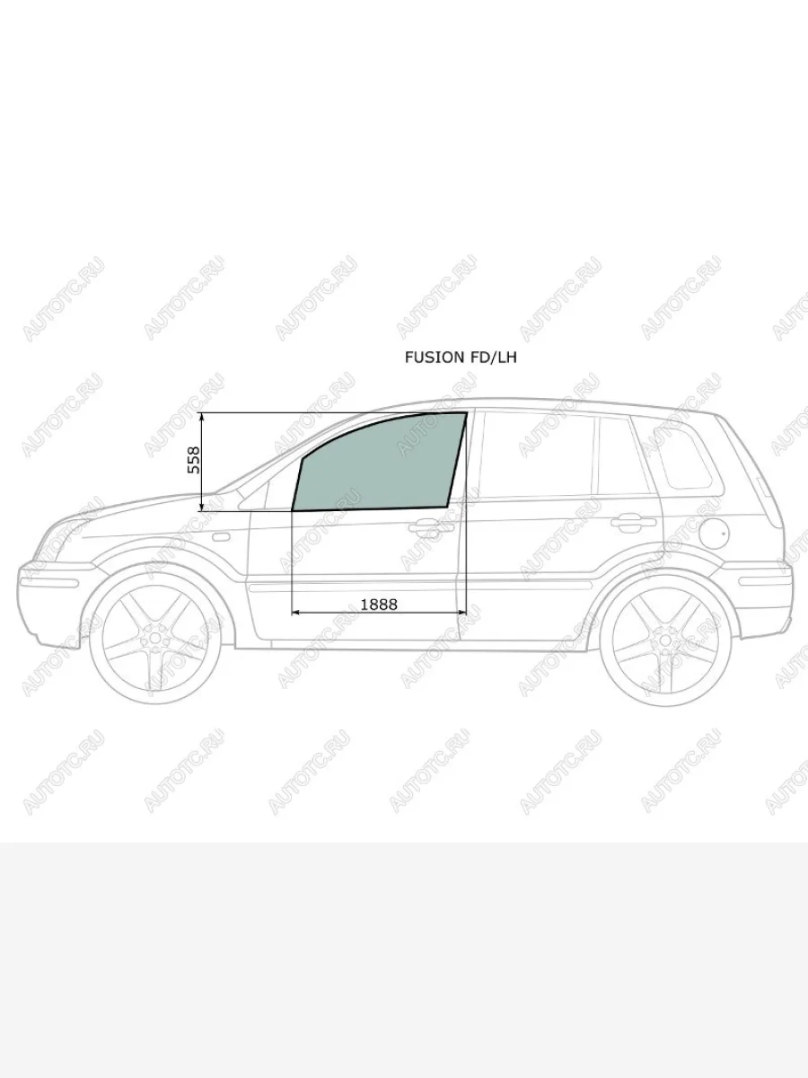 Стекло боковое опускное (Спереди/ Слева/ Цвет зеленый) Ford Fusion 02-12 XYG FUSION FD/LH, fusionfdlh XYG FUSION FD/LH  в Керчи Республика Крым