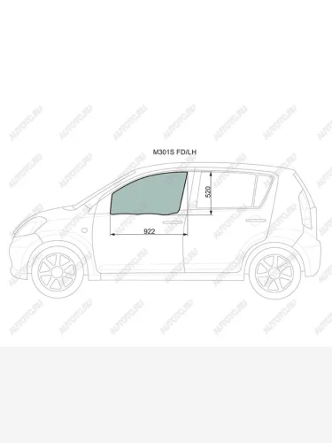 Стекло боковое опускное (Спереди Слева Цвет зеленый) Toyota Passo 04-10  Daihatsu Boon 04-10  Si XYG M301S FD/LH