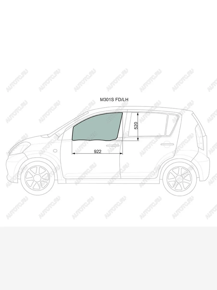 Стекло боковое опускное (Спереди Слева Цвет зеленый) Toyota Passo 04-10  Daihatsu Boon 04-10  Si XYG M301S FD/LH  в Воронеже Воронежской области