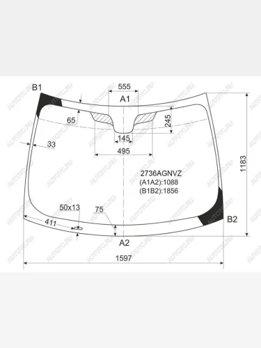 Стекло лобовое (молдинг) FUYAO (зеленое) CITROEN Jumpy дорестайлинг (2007-2013)