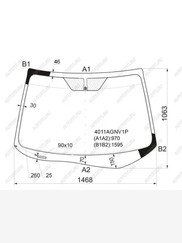 Стекло лобовое (шелкография под зеркало с затемнением) FUYAO (зеленое) Honda CR-V RM1,RM3,RM4 дорестайлинг (2012-2015)