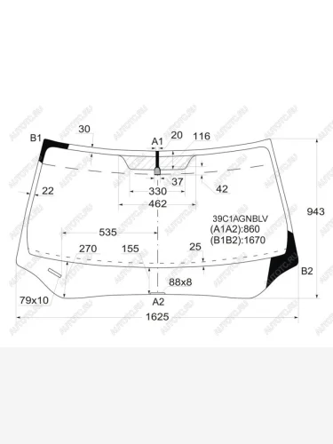 Стекло лобовое FUYAO (зеленое) Honda Pilot YF4 дорестайлинг (2008-2011)