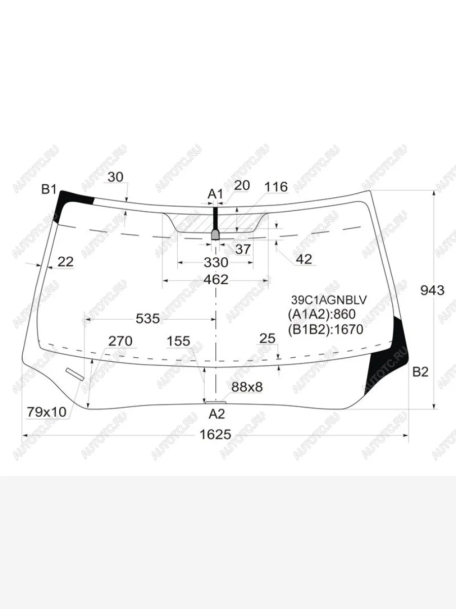 Стекло лобовое FUYAO Honda Pilot YF4 дорестайлинг (2008-2011) (зеленое)  в Самаре Самарской области