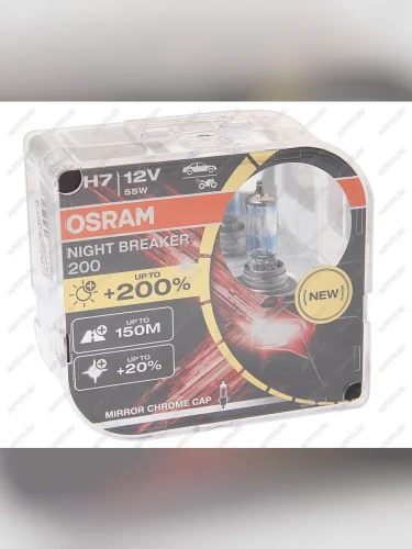 Лампа 12V H7 55W PX26d +200% 3700К бокс (2шт.) Night Breaker 200 OSRAM OSRAM 64210nb200-hcb
