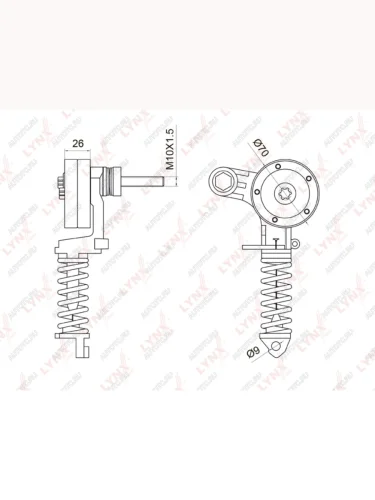 Натяжитель приводного ремня OPEL Astra H (05-),Corsa B (96-00),C (00-06),D (06-) с роликом LYNX LYNX pt3034