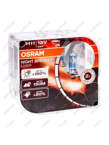 Лампа 12V H11 55W PGJ19-2 +150% 3750K бокс (2шт.) Night Breaker Laser OSRAM OSRAM 64211nl-hcb