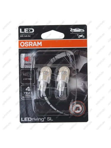 Лампа светодиодная 12V W16W W2.1x9.5d блистер (2шт.) LEDriving SL Red OSRAM OSRAM 921drp-02b