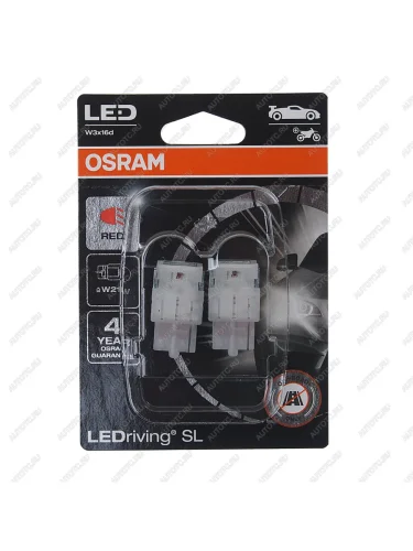 Лампа светодиодная 12V W21W W3x16d блистер (2шт.) LEDriving SL Red OSRAM OSRAM 7505drp-02b