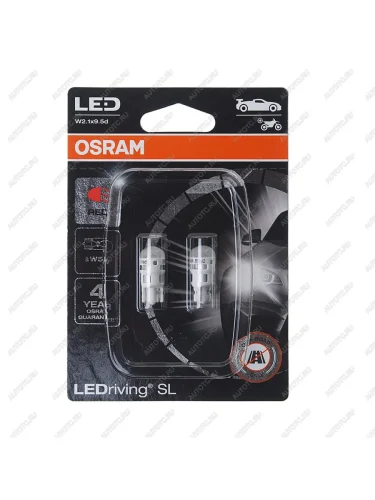 Лампа светодиодная 12V W5W T10 W2.1x9.5d блистер (2шт.) LEDriving SL Red OSRAM OSRAM 2825drp-02b