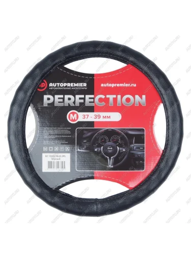 Оплетка руля (M) 37-39см черная экокожа PREMIER PREMIER bc1000m
