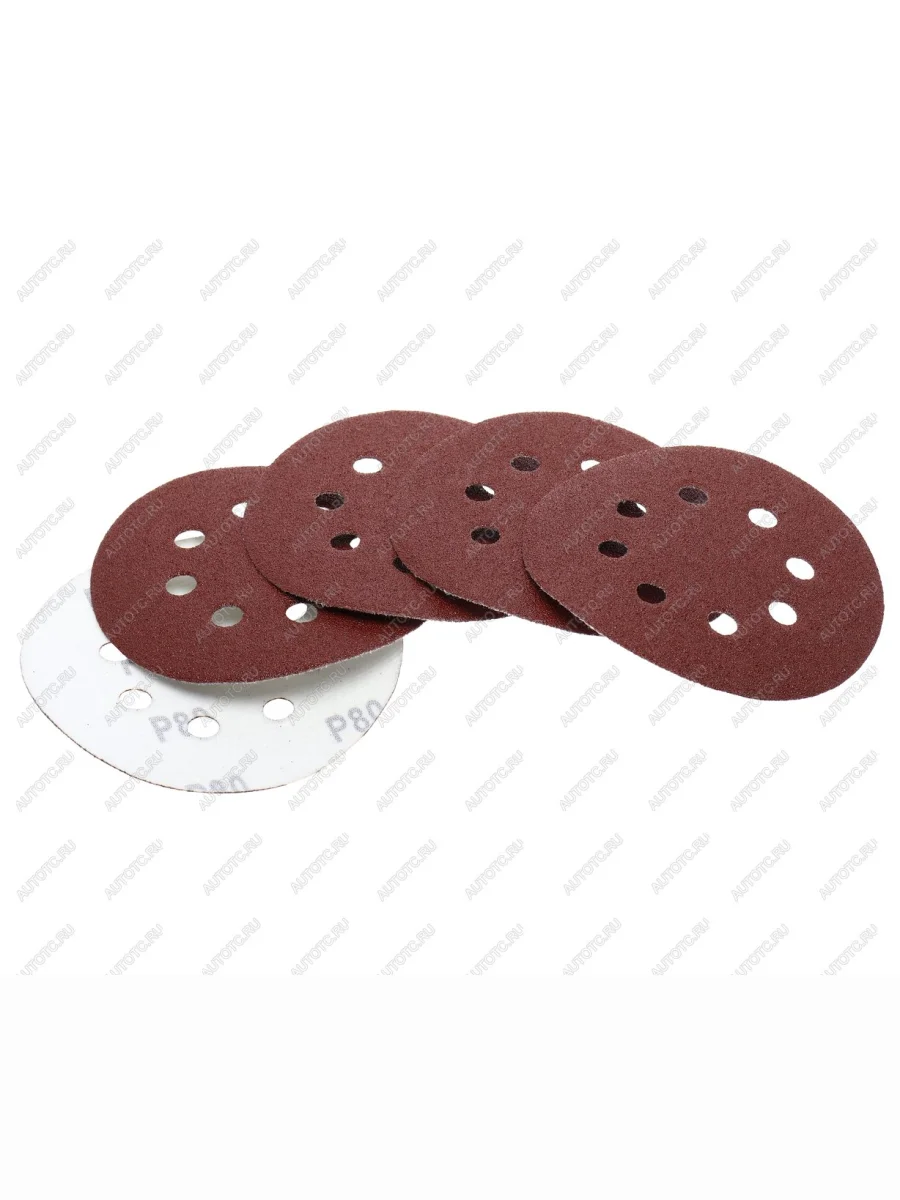 Бумага наждачная на липучке D125 P80 8 отверстий 5шт. MOS MOS 39834м  в Самаре Самарской области