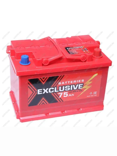 Аккумулятор EXCLUSIVE 75Ач обратная полярность EXCLUSIVE 6ст75(0)