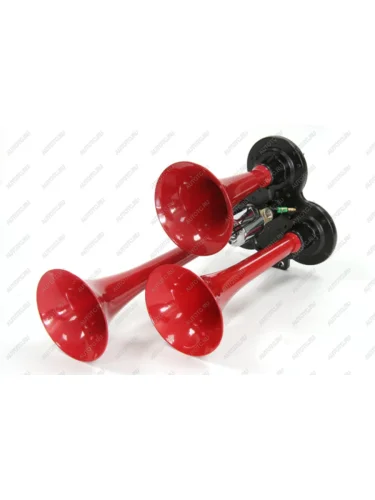 Сигнал звуковой 24V воздушный 3-х рожковый красный AT AT at62302