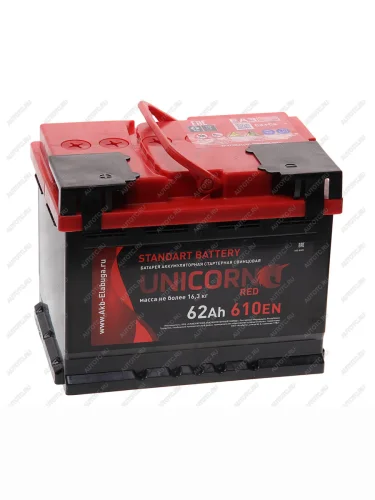 Аккумулятор UNICORN Red 62Ач UNICORN 6ст62(1)