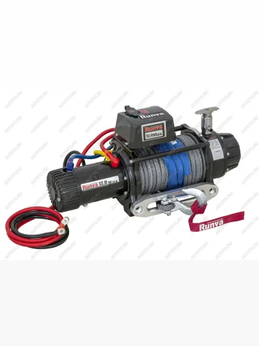 Лебёдка автомобильная электрическая (12V 12000 lbs 5443 кг) (влагозащищённая, комбинированный роспуск) RUNVA (синтетический трос) KGM Rexton (2023-2025)
