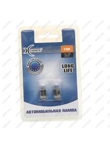 Лампа 12V T4W BA9s 3200К блистер (2шт.) Long Life XENITE XENITE 1007124